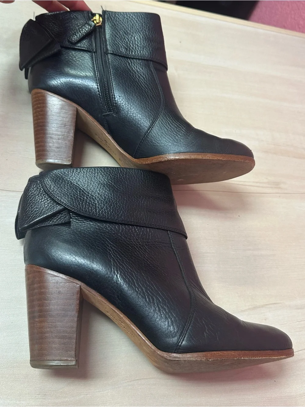 Kate Spade Black Leather Ankle Booties with Bows